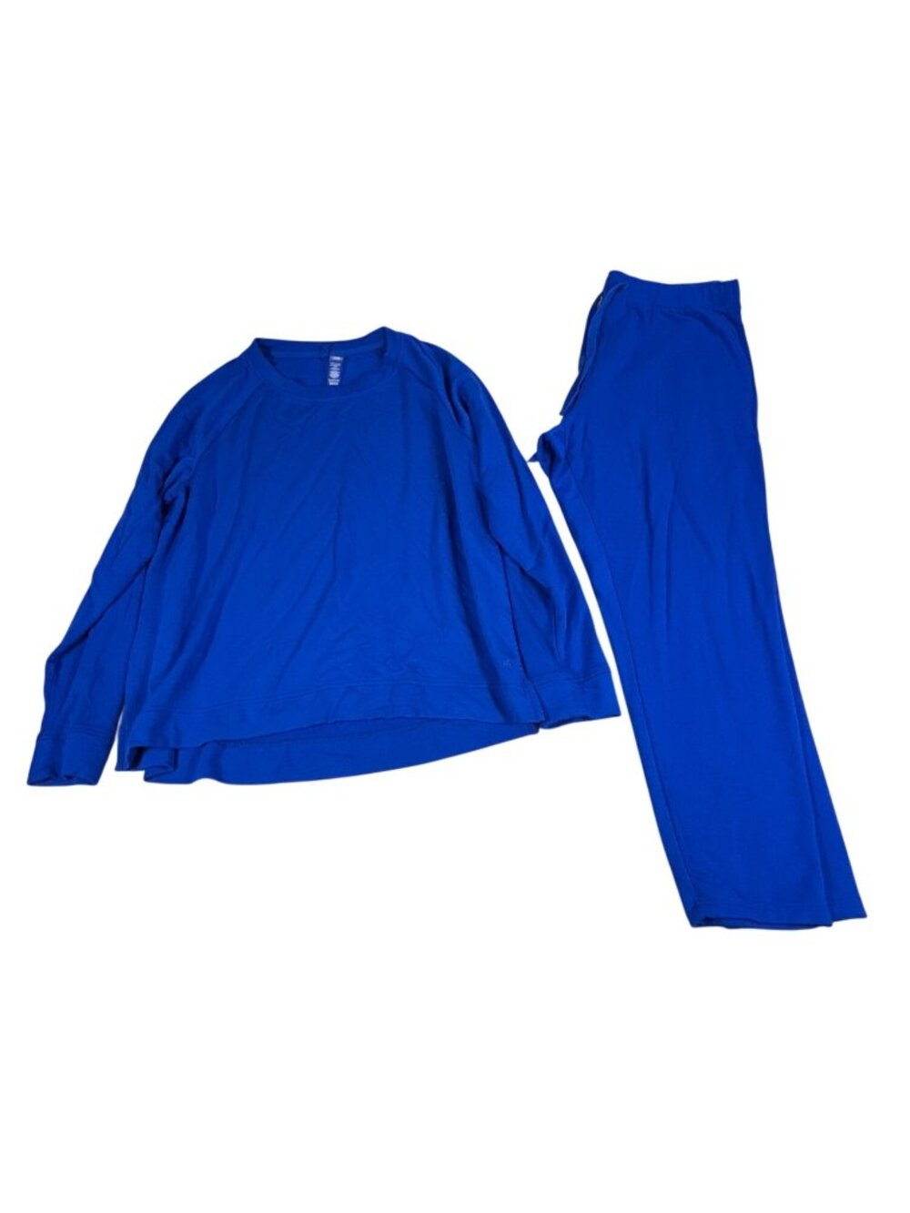 Lou & Grey Blue Lounge Set Women's L Long-Sleeve Top & Pants Pockets Stretch